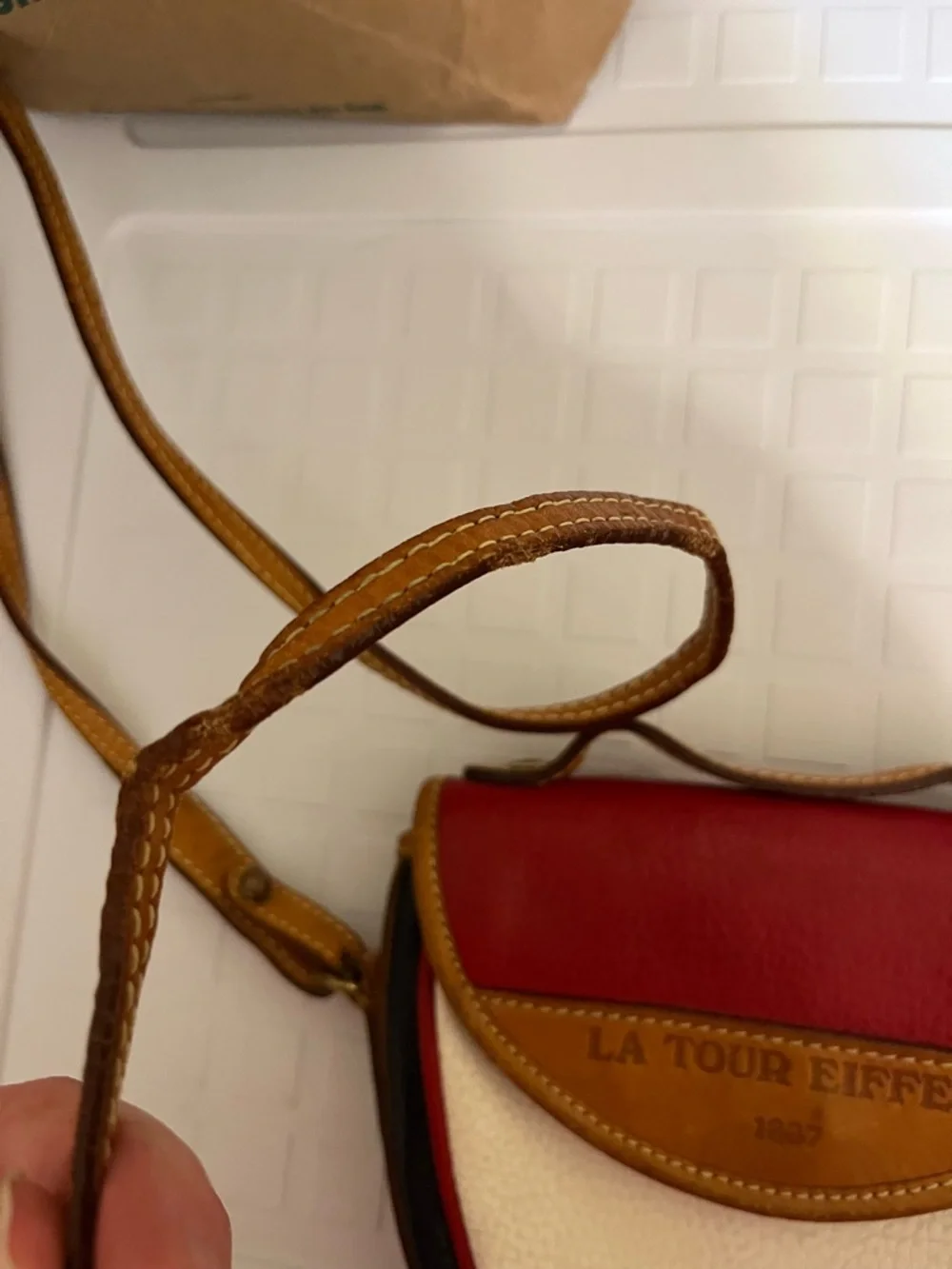 La Tour Eiffel 1887 vintage small Leather Crossbody Bag